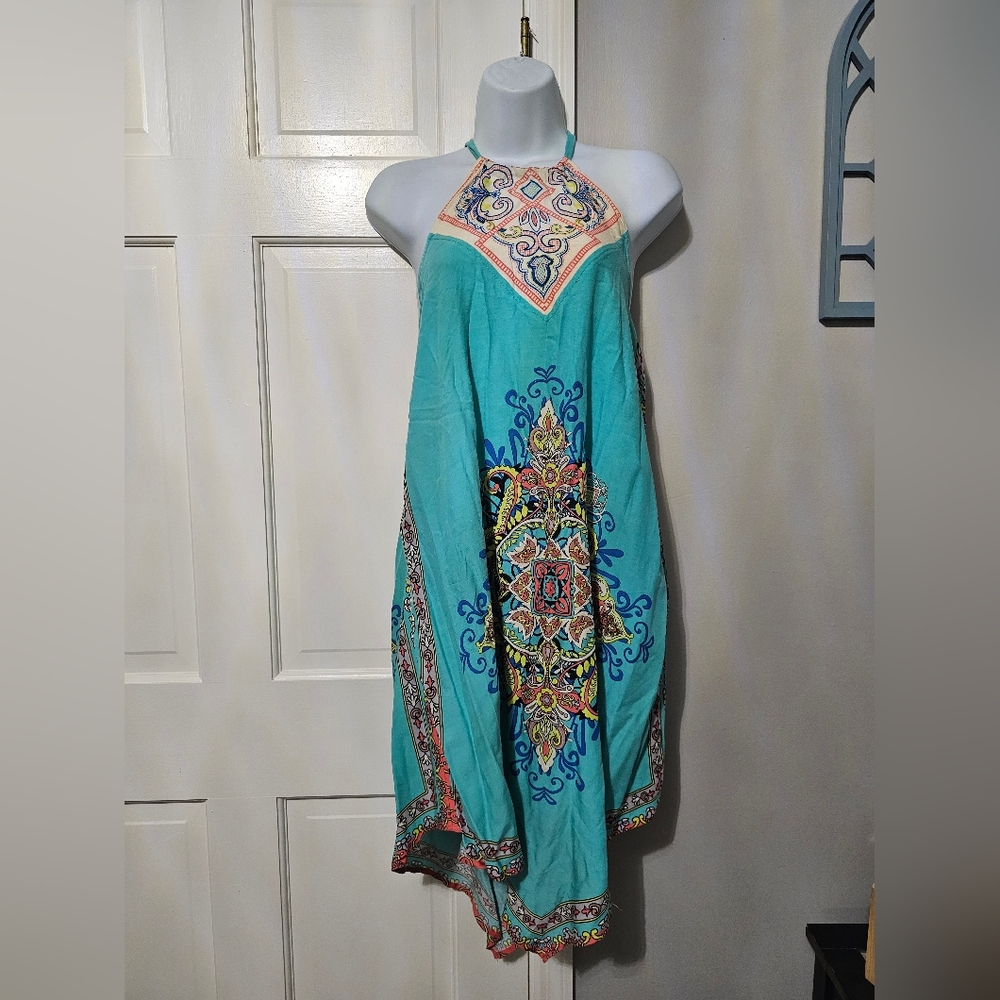 Embellished Blue Halter Neck Sundress
